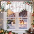 thumbnail image 6 of Merry Christmas Tie Up Valances Curtain, Pine Cone Berry Xmas Bell Leaf Winter Adjustable Rod Pocket Short Window Treatment Tie Up Curtains Valances for Kitchen Living Room Bathroom 42x12 Inches, 6 of 9