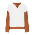 thumbnail image 4 of YUGYXL Womens Color Block Sweatshirts with Thumb Hole Fall Long Sleeve Crew Neck Oversized Pullover Tops Loose Fit Orange L, 4 of 8