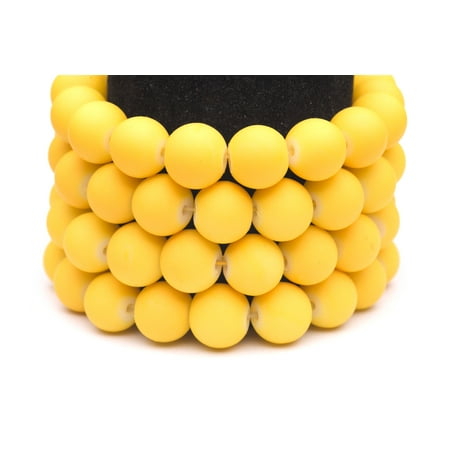 Yellow Turquoise Cube Beads Frosted Glass Beads Yellow Rubber-Tone Beads 6mm Round Sold Per Pkg of 3x32Inch (465 Beads) ()