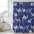 thumbnail image 6 of Dark Blue Camels Shower Curtain Set - Long 72" x 84" Washable Bathtub Curtain with 12 Hooks, Modern Watercolor Cute Funny Animals Waterproof Fabric Stall Shower Curtains for Bathroom/Bathtub Décor, 6 of 6