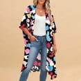thumbnail image 5 of Xdegoge Kimono Cardigans for Women Open Front Half Sleeve Boho Tropical Print Cover Up Sheer Chiffon Duster Lightweight Summer Casual Daily Outerwear, 5 of 9