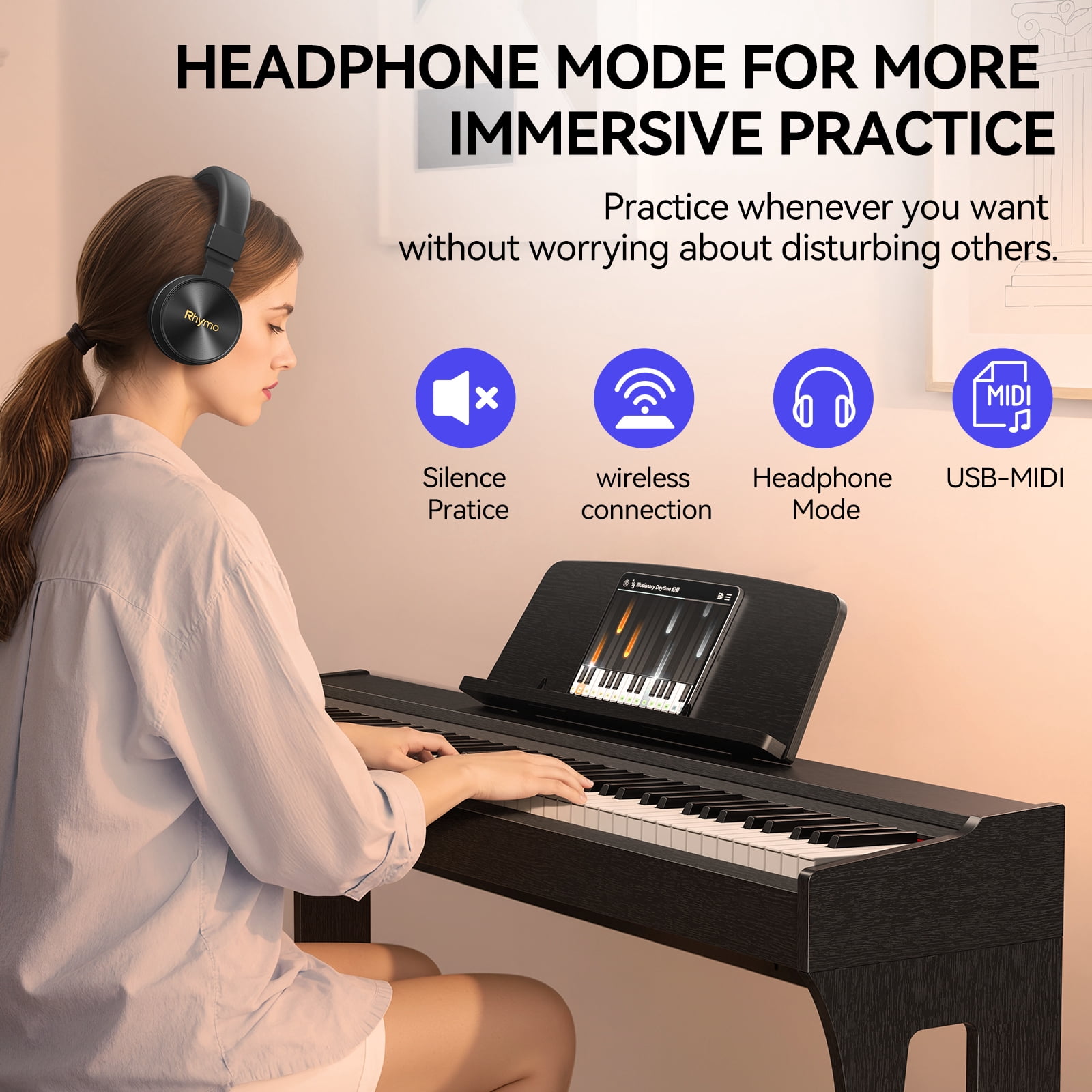 88 Keys Weighted Keyboard Piano, Full Size Hammer Action Digital Piano with Speakers, Electronic Piano Keyboard with Furniture Stand Suitable for Beginners