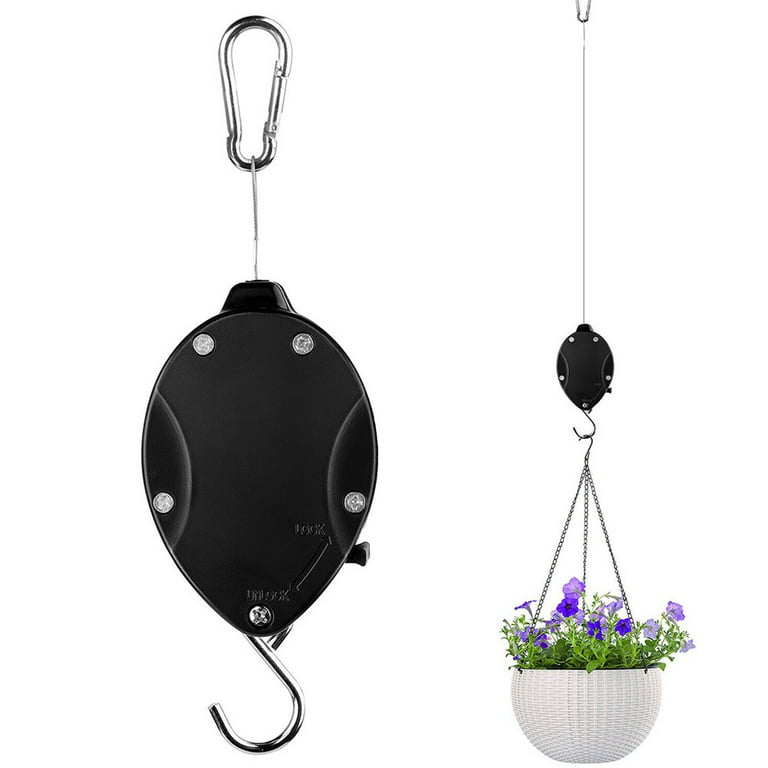 Strong Retractable Hanging Basket Pulley Pull Down Plant Yard Flower Hanger  Hook