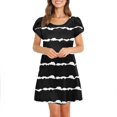 thumbnail image 7 of SHOPESSA Women's Round Neck Petal Short Sleeve With Pocket Ruffle Hem Tunic Dress Black Striped Dresses for Women, 7 of 7