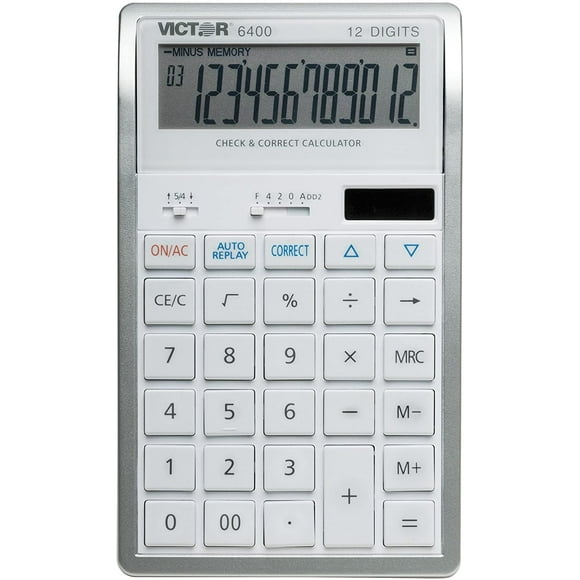 Calculadora de escritorio Victor de 12 dígitos para chequeo y corrección, color blanco