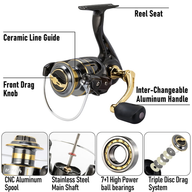 Dr.Fish Spinning Fishing Rod and Reel Combo Tackle Bag for Beginners 6ft