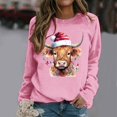 thumbnail image 2 of Chandail en Molleton Décontracté à Manches Longues pour Femmes, Imprimé Vache Western de Noël, 2 of 4