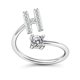 thumbnail image 1 of Anillo con letras creativas, sencillo y combinable, de estilo europeo y americano, con diamantes y apertura con 26 letras inglesas, anillo ajustable, 1 of 6