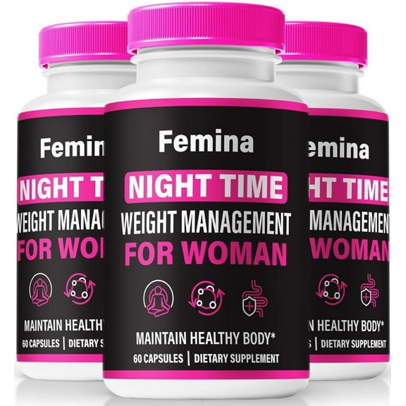 (3 Pack) Femina Capsules - Official Femina Night Time Supplement to Support Active Lifestyle and Fitness, Keto Pills For Lasting Energy, All-Natural Formula, Famina NightTime Reviews (180 Capsules)