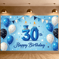 thumbnail image 5 of Blue Theme 30th Birthday Banner Balloon Decor Display Cake Design Star Pattern 30th Celebration Background for 30th Birthday Party Adult Celebration Milestone Event, 5 of 9