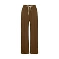 thumbnail image 3 of Erwazi Kids Boys Girls Wide Leg Pants Casual Elastic Waist Drawstring Trousers Toddler Athletic Track Pants with Pockets, Brown, 5-6 Years, 3 of 7
