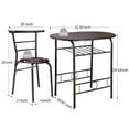 thumbnail image 7 of 3 Piece Dining Table Set, Small Kitchen Table Set for 2, Round Bistro Table Set, Metal Frame Kitchen Rack Table and Chairs, Outdoor Indoor Bar Table and Chairs Set, Black, 7 of 7