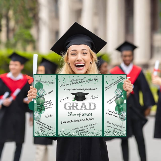 Ctnporpo Graduation Decorations Class of 2025 Congratulations Graduates Alternative Guest Book for Men Women Happy Graduation Congrats Grad Signing Card Board Greeting Cards
