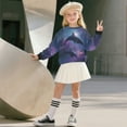 thumbnail image 3 of Xoenoiee Galaxy Dolphin Print Girls Oversized Sweatshirts Crewneck Sweaters Drop Shoulder Long Sleeve Side Slit Pullover Jumper Lightweight Tunic Top, 5-6 Years, 3 of 7