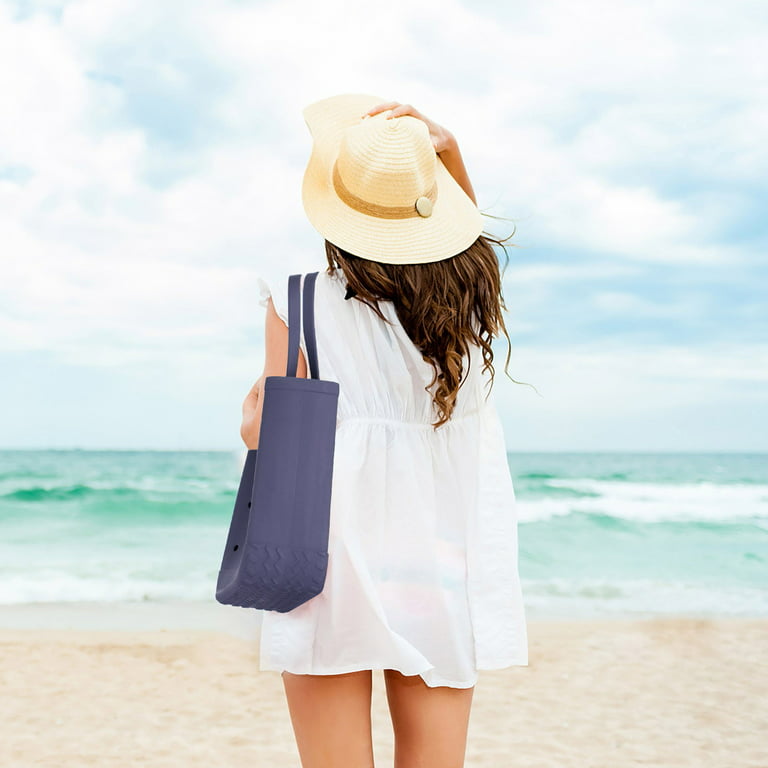 Beach Bag Rubber Tote Bag - Waterproof Travel Bag for Women Washable Tote  Bag Handbag for Sports Beach Market Pool