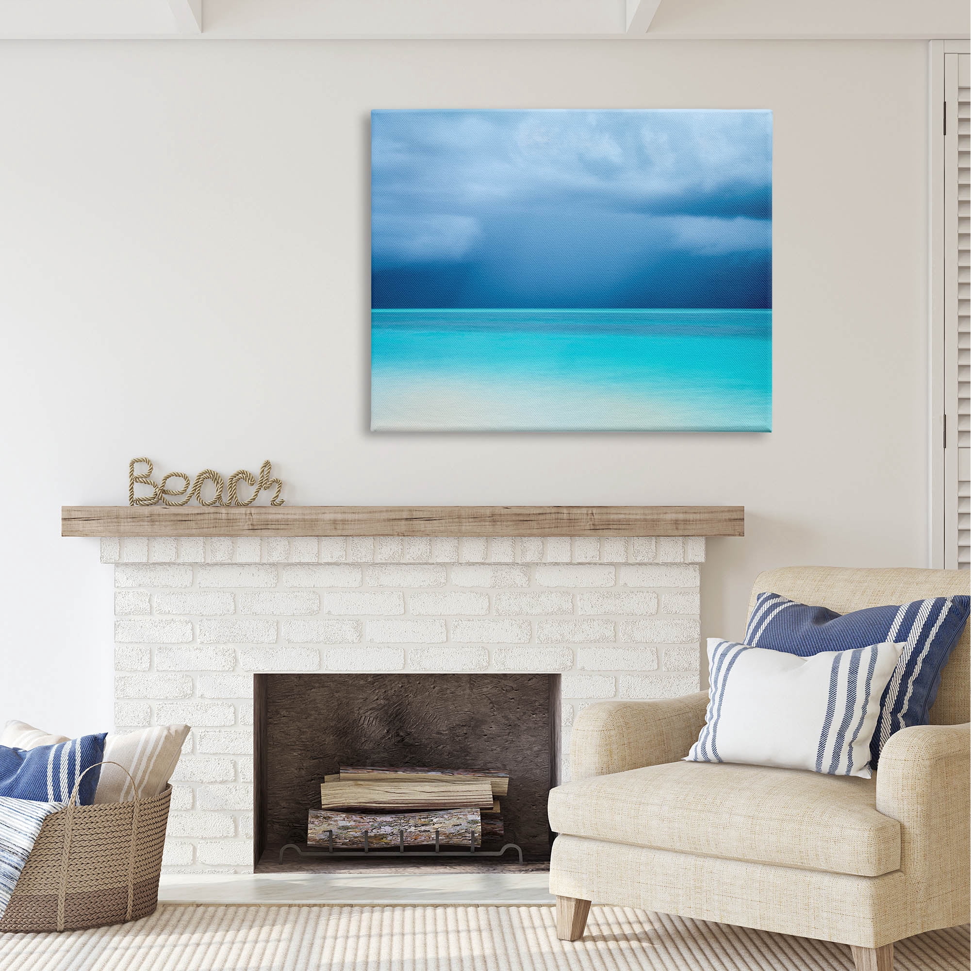 Stupell Industries Turquoise Ocean Landscape Coastal Photography Gallery Wrapped Canvas Print Wall Art