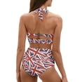 thumbnail image 4 of Suhoaziia Women Bikinis Tow Piece Set Ruched Tie Knot Underwired Swimsuit Cover Up,UK Flag Halter Neck Top Bathing Suits String Sexy Bathing Suit Size M, 4 of 6