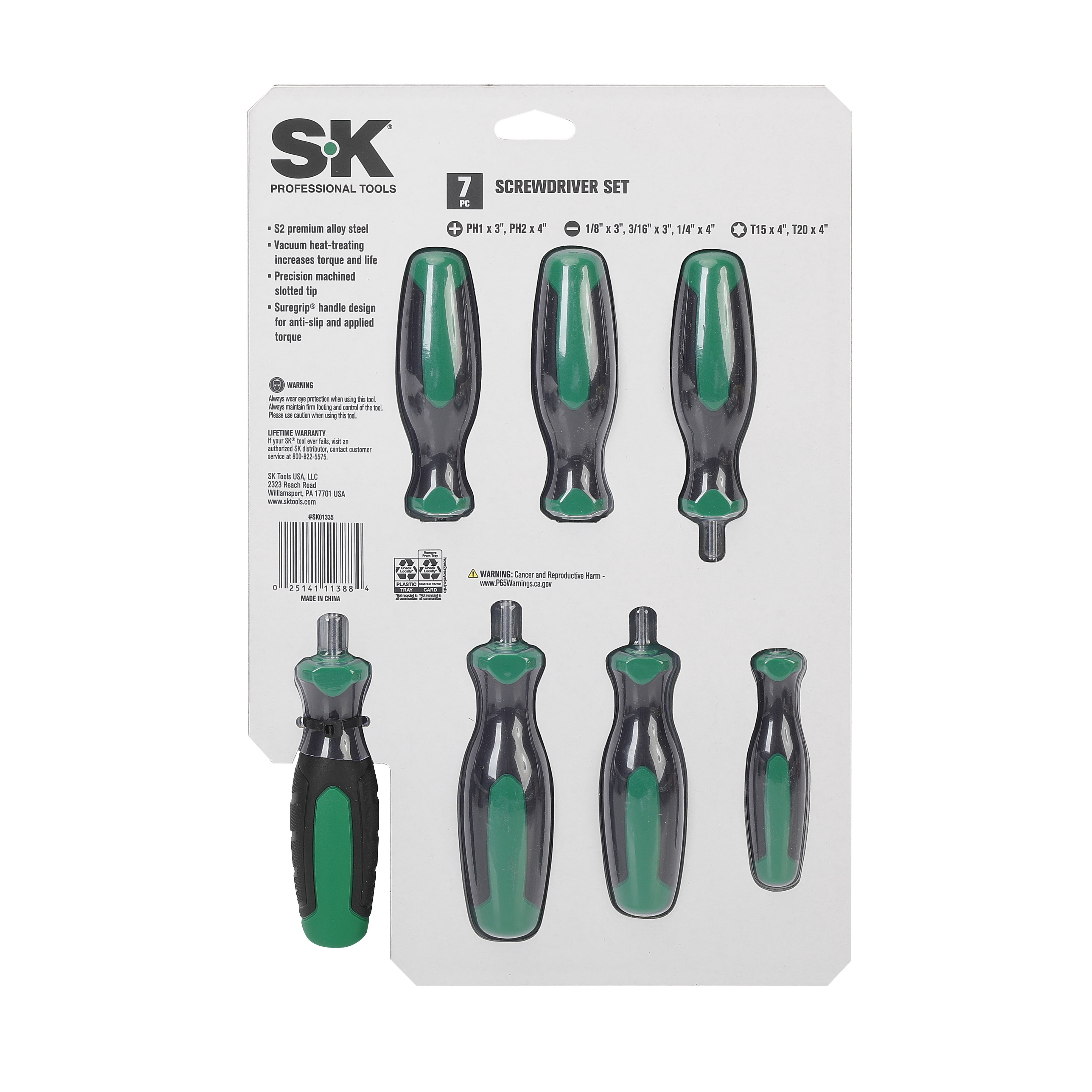 SK Hand Tools SK01335 7 Piece Screwdriver Set with 360 Degree Rotation