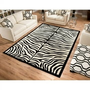 Terra Zebra Woven Area Rug Black and Beige