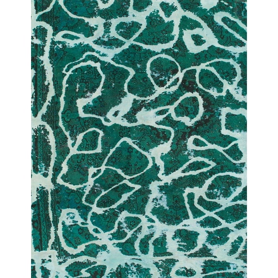 Ahgly Company Indoor Rectangle Abstract AquaMarine Green Abstract Area Rugs, 5' x 8'