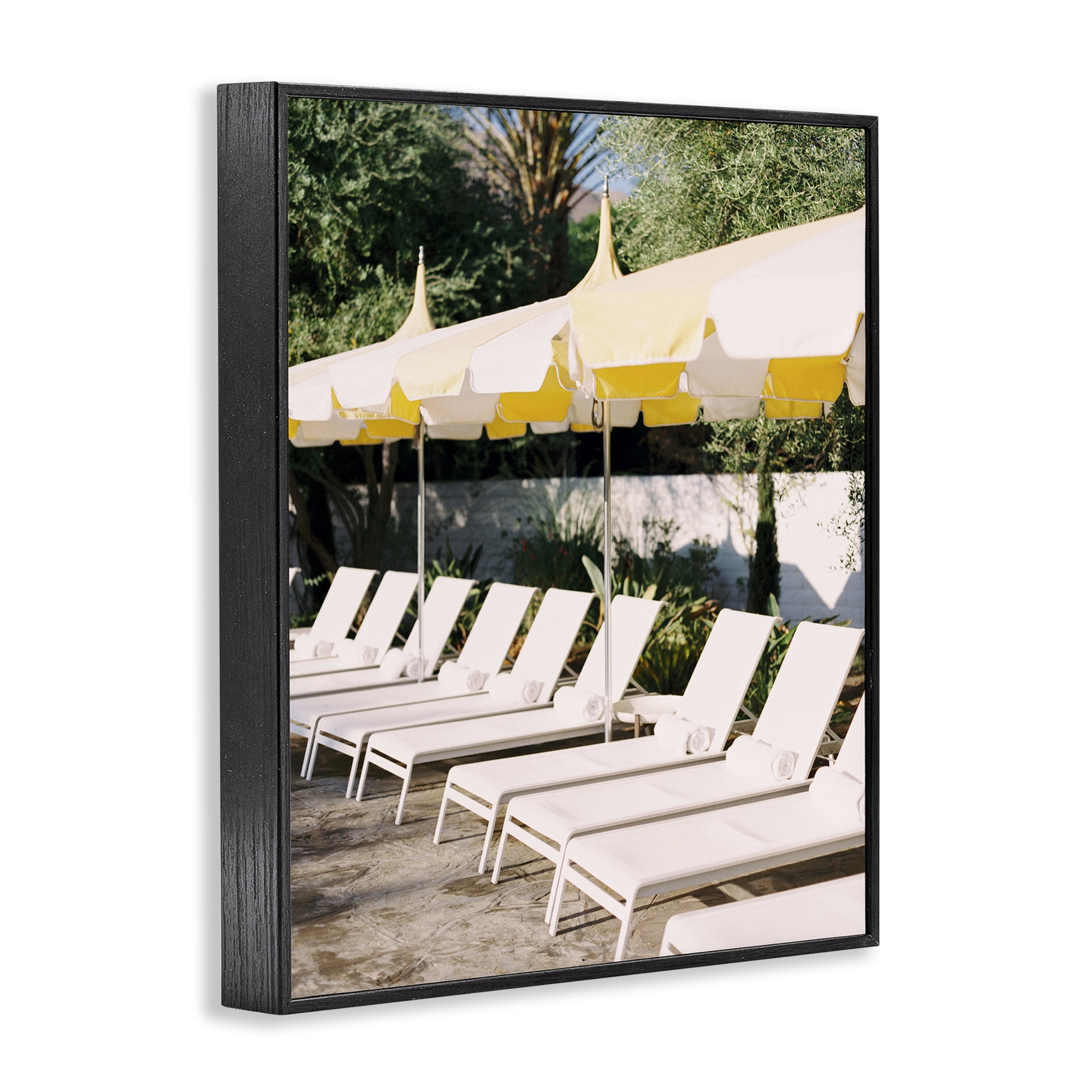 Stupell Industries Poolside Beach Chairs Landscape Photography Black Framed Art Print Wall Art, 11 x 14