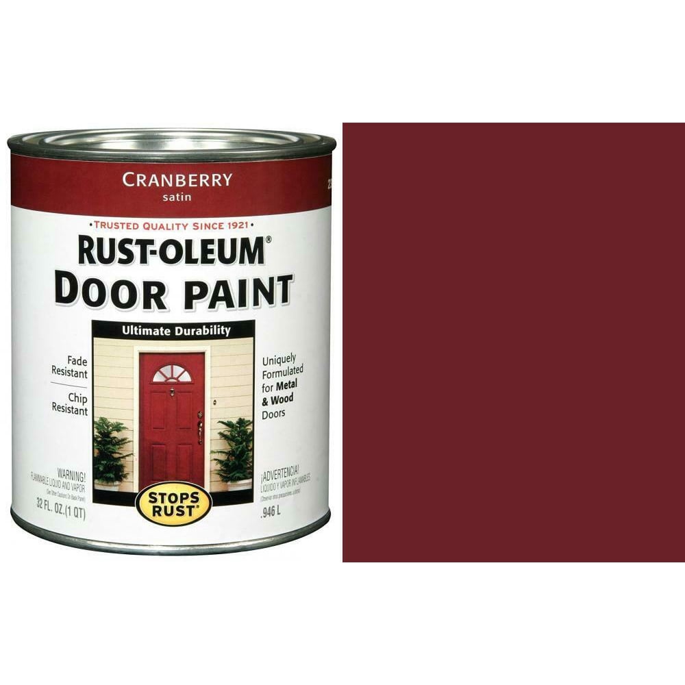 RustOleum 238314 Door Paint, Cranberry, 1Quart 1 Quart, Cranberry