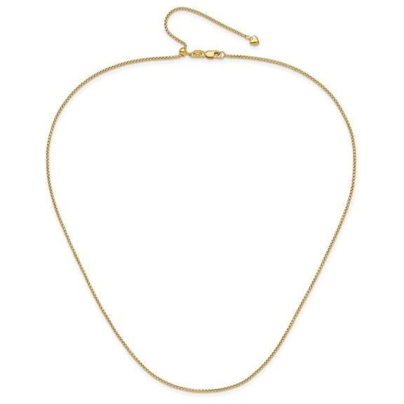 Diamond2Deal 14K Yellow Gold Adjustable 1.35mm Round Box Chain Necklace for Women 22"