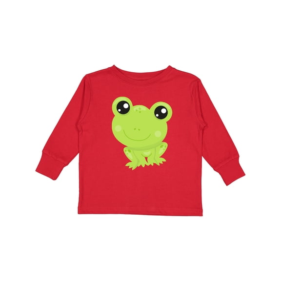 Inktastic Cute Frog, Little Frog, Baby Frog, Green Frog Boys or Girls Long Sleeve Toddler T-Shirt