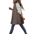 thumbnail image 5 of Tiqkatyck Sweater Vest Women's Down Vest Long Winter Thin and Light Down Coat Casual Down Coat Slim Gilet Quilted Jacket Outdoor Winter Coat Vest with Pockets Puffer Vest Women Khaki, 5 of 6