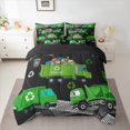 thumbnail image 2 of jejeloiu Green Trash Truck 7pcs Bedding Comforter Set,Environmental Protection Theme Queen Bedding Sets,Vehicle Car Queen Sheet Sets For Kids,Ultra Soft Home Decor Reversible, 2 of 8