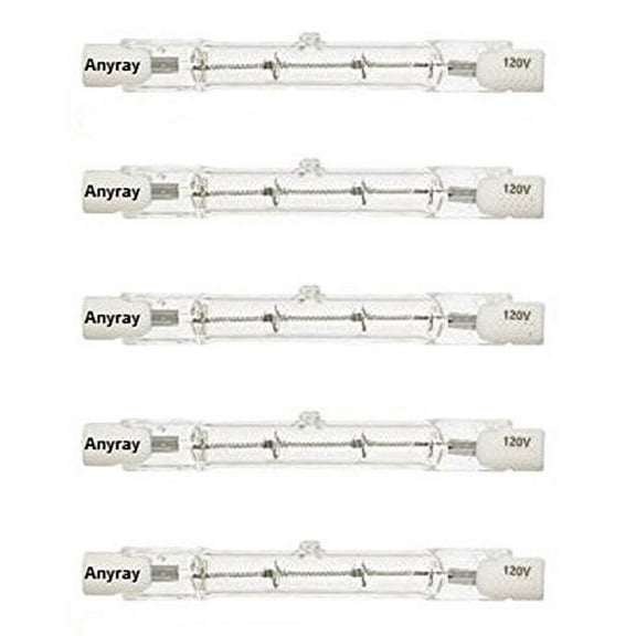 Anyray A1825Y (5-Pack) 75W J78 Short 120V 75 Watt J-Type DE T3 78mm Halogen Torchiere Bulbs