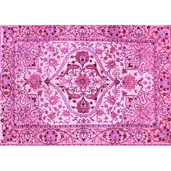 Ahgly Company Indoor Rectangle Medallion Pink Traditional Area Rugs, 2' x 5'