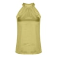 thumbnail image 4 of Womens Silk Satin Halter Tops Sleeveless Keyhole Mock Neck Tank Top (Yellow M), 4 of 4