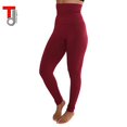 thumbnail image 2 of TD Collections Fleece Lined Leggings - High Waist Slimming Thick Tights - Many Colors (Burgundy), 2 of 4