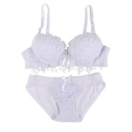 

Sales Promotion!Women Underwear Lingerie Corset Push Up Bra Set Floral Lace Set Underwire Brassiere Outfit B Cup White 70B/32B