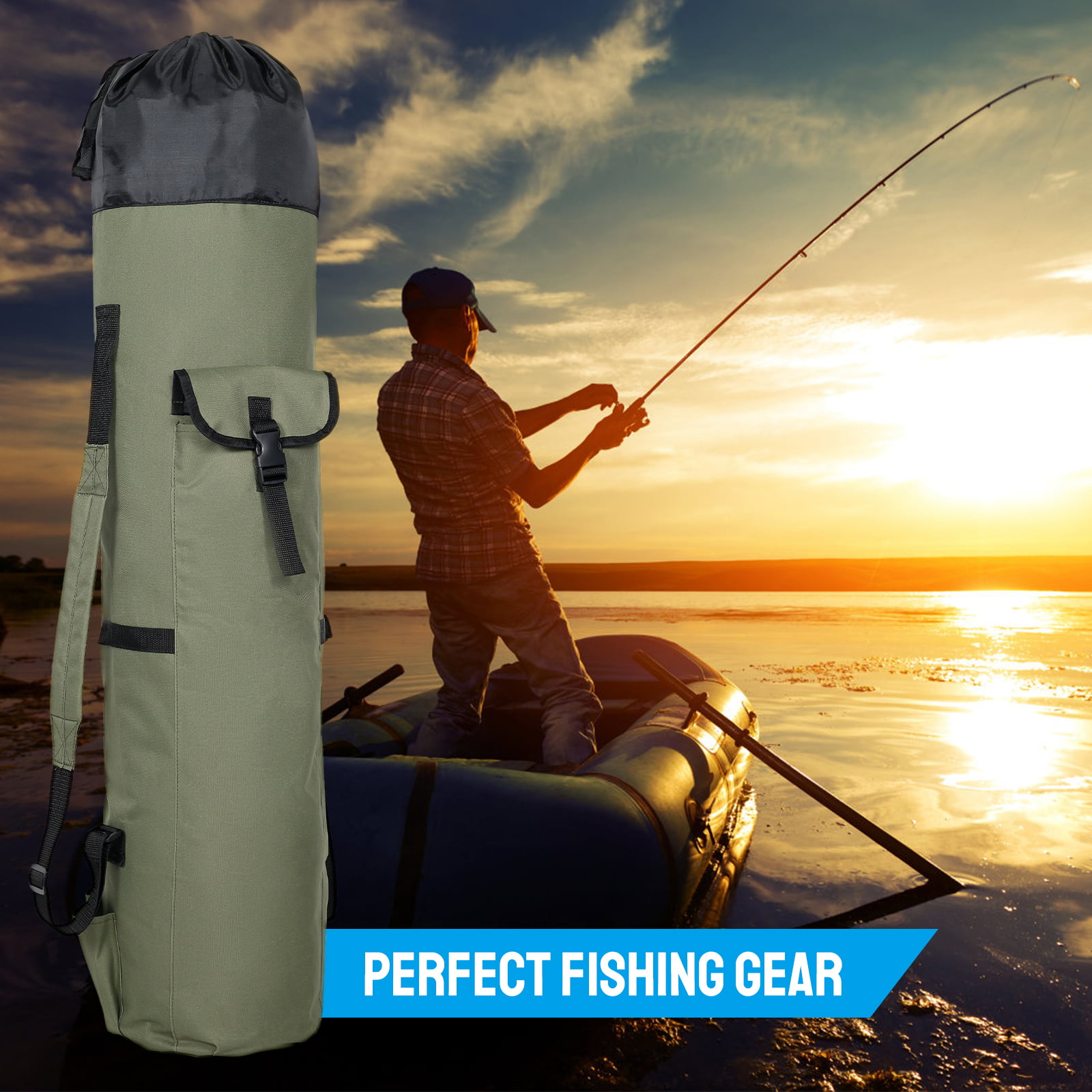 Fishing Rod Bag 420d Oxford Cloth Foldable Waterproof Portable Fishing Rod  Reel Bag Fishing Tackle Storage Pouch