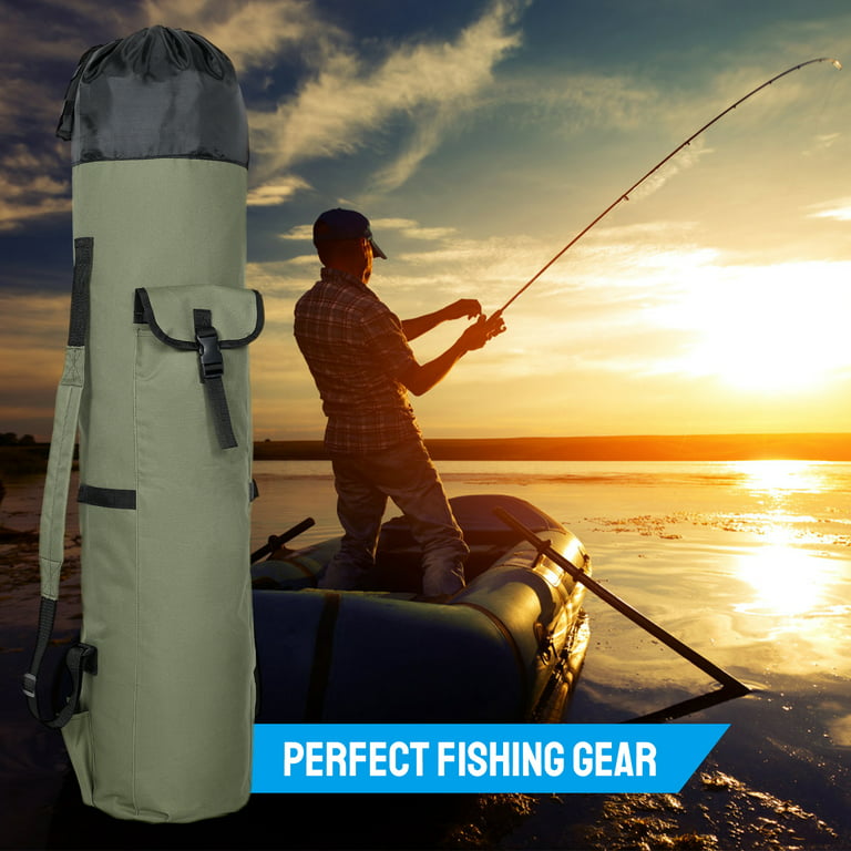 Austok Large Capacity Fishing Rod Carrier for Men Fishing Travel,  Waterproof Oxford Fishing Tackle Bag with Strap, Portable Fishing Rod  Case-Holds 5