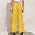 thumbnail image 3 of Polka Dots Pants High Waisted White And Yellow Office Trousers Street Fashion Custom Wide Pants, 3 of 6