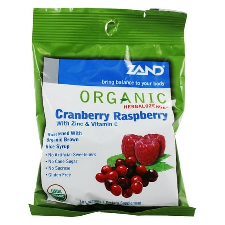 Zand HerbaLozenge Organic Cranberry Raspberry | Throat Lozenges w/ Vit. C & Zinc for Immune Support | No Corn Syrup or Cane Sugar