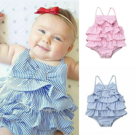 

Pudcoco Newborn Baby Girl Strap Bowknot Romper Bodysuit Jumpsuit Summer Outfits