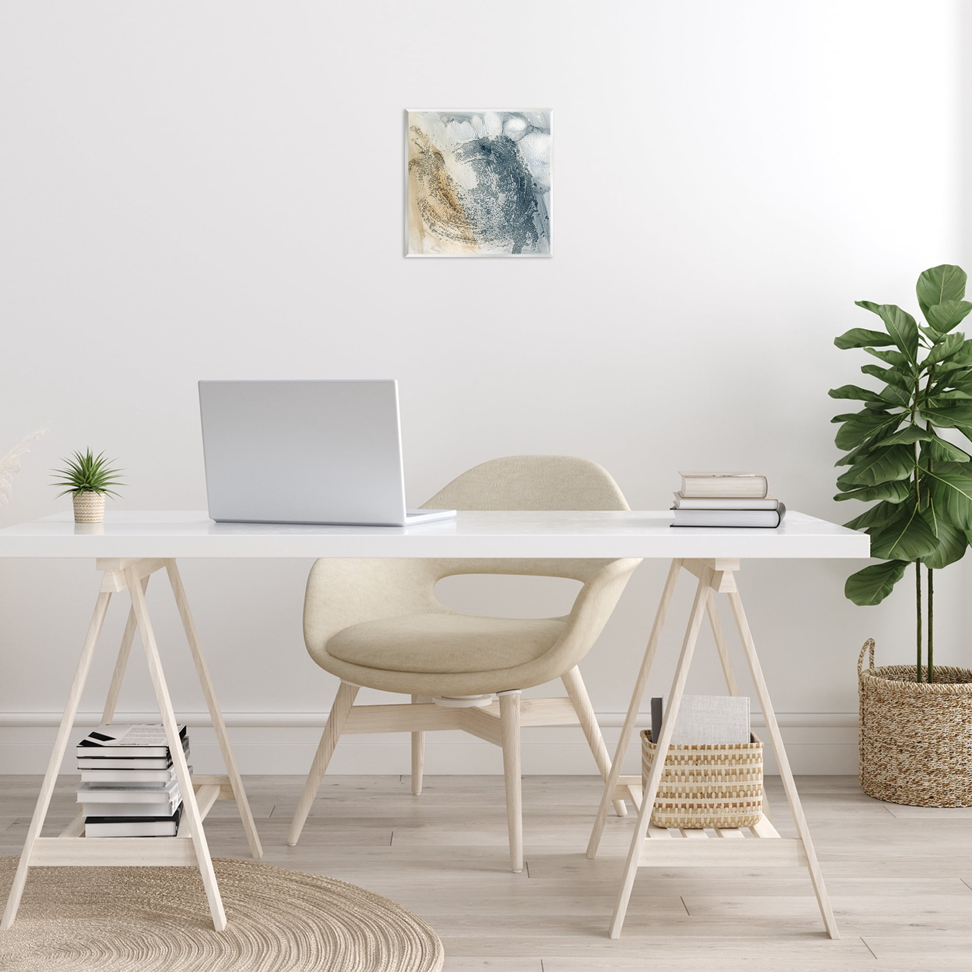 Stupell Industries Grey & Beige Paint Stroke Abstract Painting Unframed Art Print Wall Art, 12 x 12