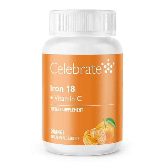 Celebrate Vitamins 18 mg Iron Vitamin C Chewable Tablets - Orange Flavor - 30 count