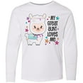 thumbnail image 3 of Inktastic My Great Aunt Loves Me- cute and happy llama Long Sleeve Youth T-Shirt, 3 of 5