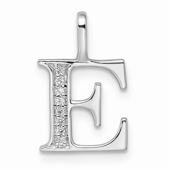 Finest Gold 14K White Gold Diamond Letter E Initial Pendant
