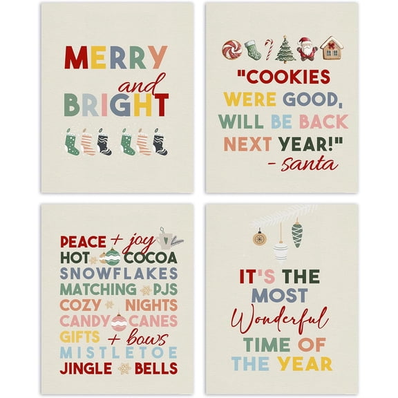 Aingg Dark Moody Christmas Wall Art Poster Prints for Home Room Bedroom Decor, Dark Academia Christmas Decor, Winter Bauble Ball Ornament Bell Mistletoe Holiday Prints Wall Art Unframed