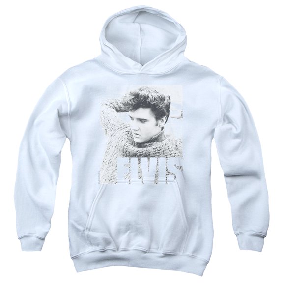 Elvis Presley Relaxing Youth Pullover Hoodie Sweatshirt White