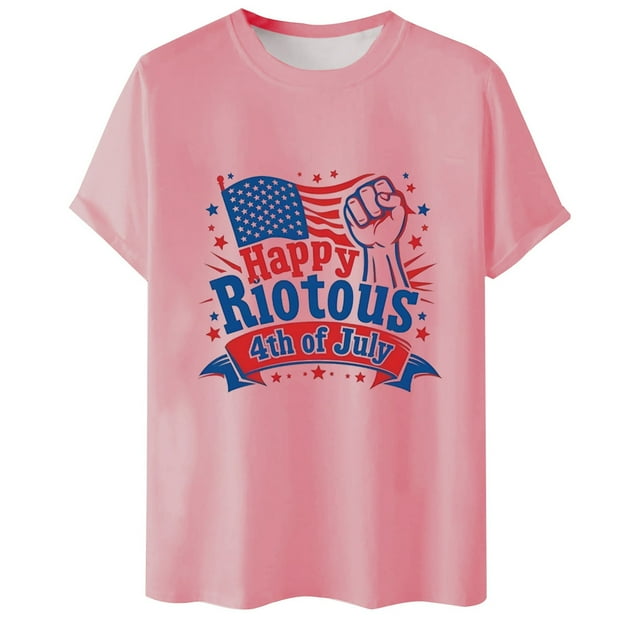 SOMOWI Men's T Shirts Loose Fit Short Sleeve Crew Neck Summer Comfortable Printed Pink Fall Clothing L