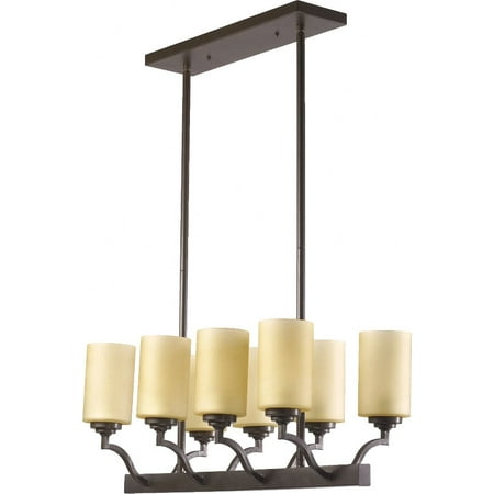 

Transitional Eight Light Chandelier-Oiled Bronze Finish-Amber Glass Color Bailey Street Home 183-Bel-601113