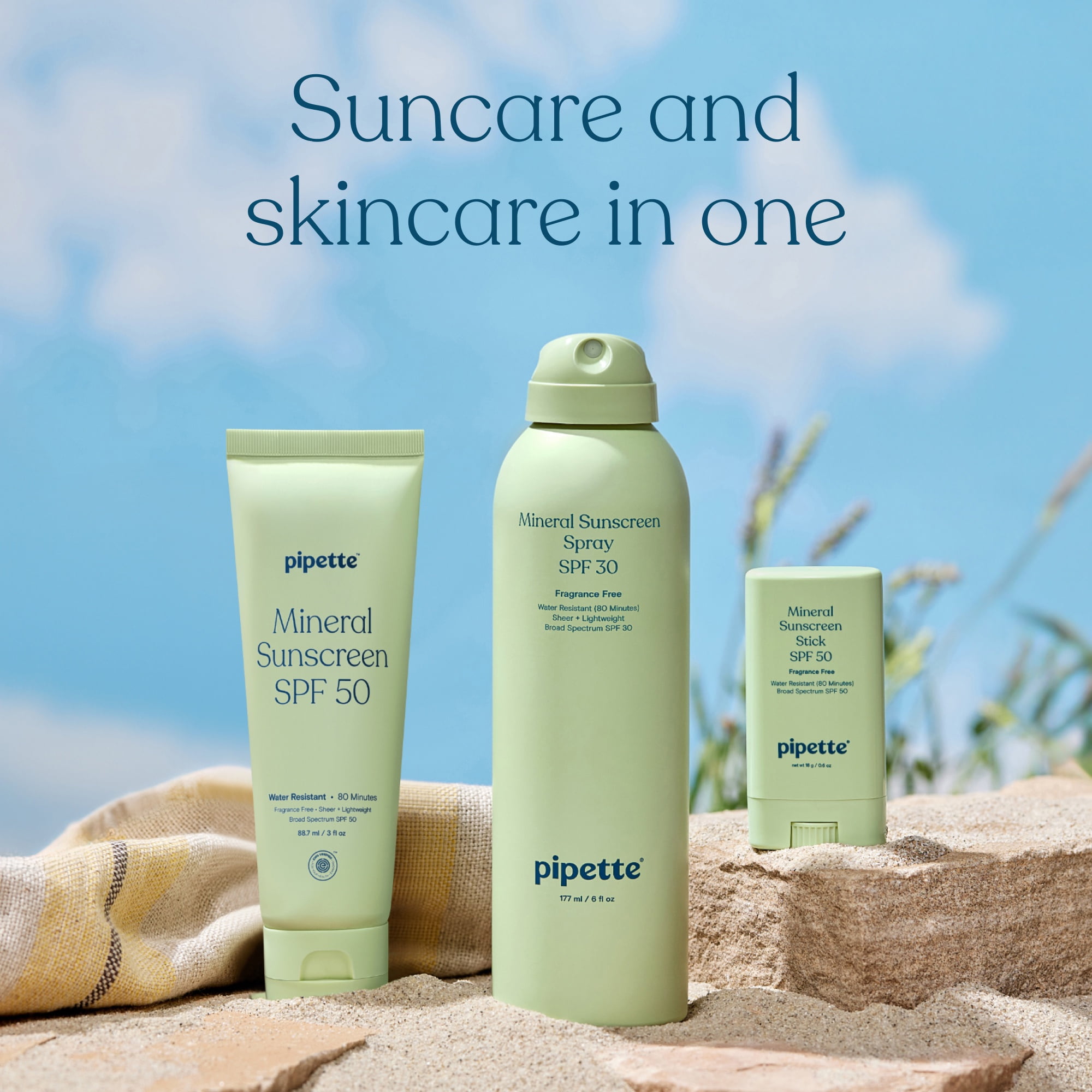 Pipette Mineral Sunscreen Stick Broad Spectrum SPF 50, 0.6 oz