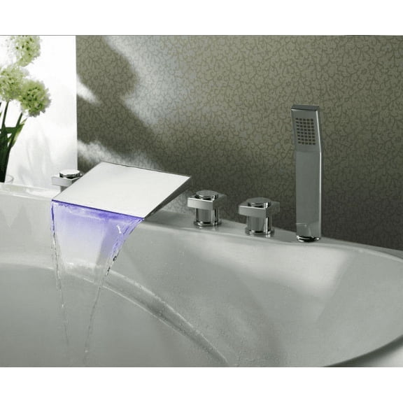 Juno Hand-Shower and Waterfall LED Bath-Tub Faucet